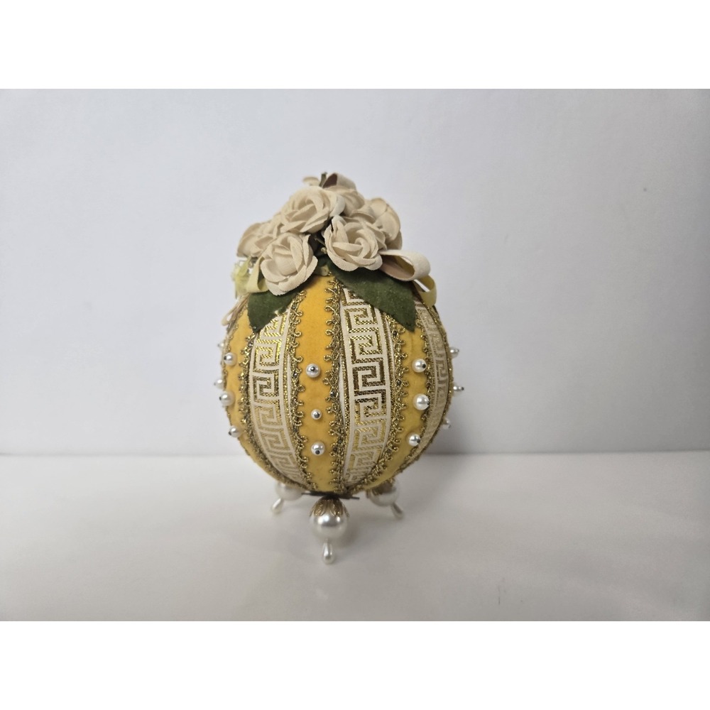 Vintage Christmas ornament push pin satin styrofoam ball large size rose